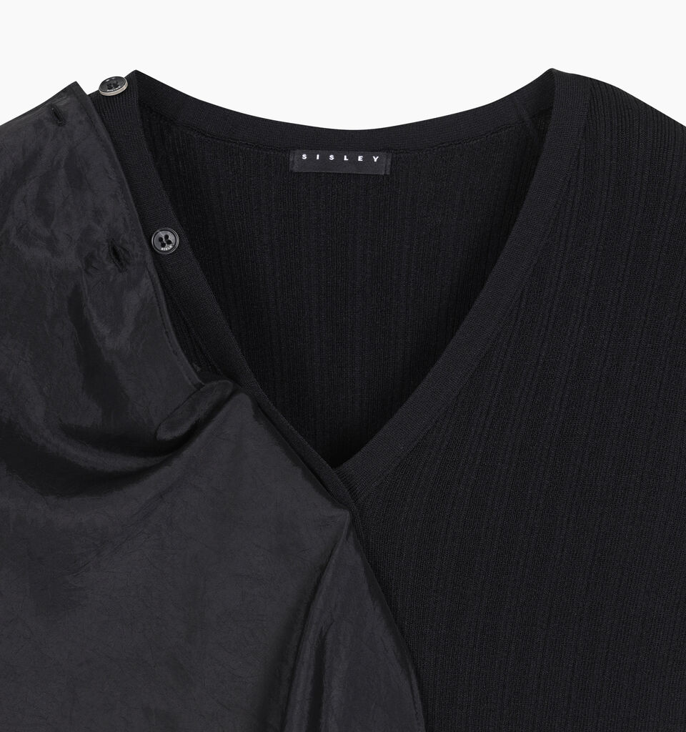 SLEEVELESS SWEATER - null - Black | Sisley K image number 3